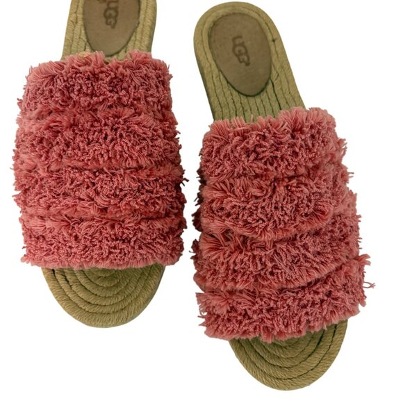 UGG Womens Edith Yarn Fringe Slide Sandals Pink Espadrille Slip On Size 10 - Picture 9 of 10